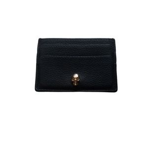 Alexander McQueen Black Card Holder with Gold Skull